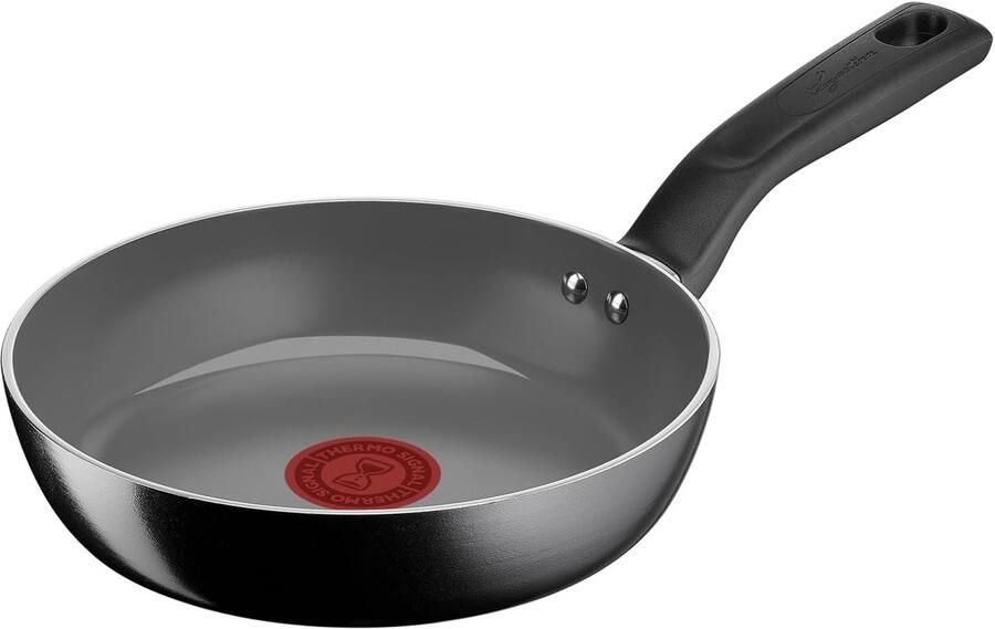 Koekenpan met antiaanbaklaag Lekkere gerechten koken Thermo-signaal kookindicator 20 cm Zwart