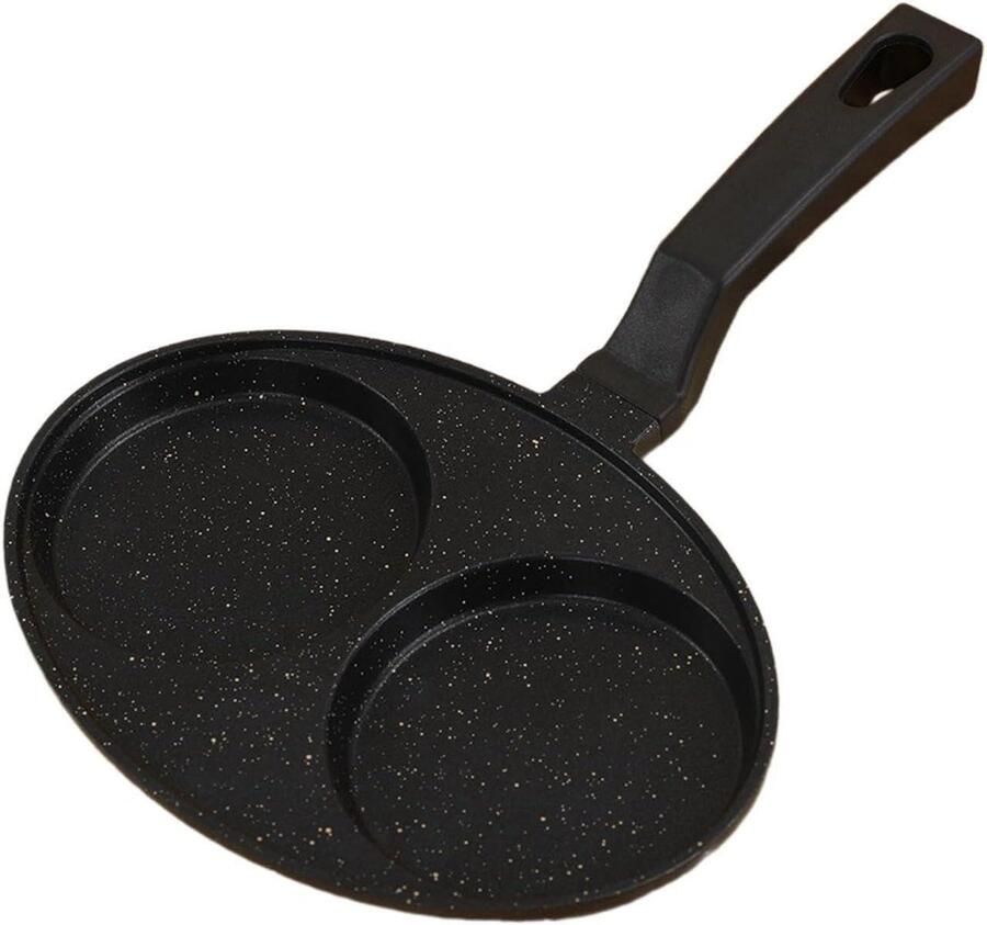 Koekenpan met antiaanbaklaag Omeletpan Crêpepan Ontbijt Bakken Dubbele kopjes 29x21.5x2 cm Zwart