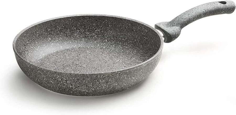 Koekenpan met antiaanbaklaag Steen look pan Koken en bakken Verstevigd met mineralen 22 cm Zwart