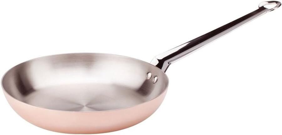 Koekenpan met bodem Sauteren en braden Inductie geschikt 24 cm diameter Roestvrij staal