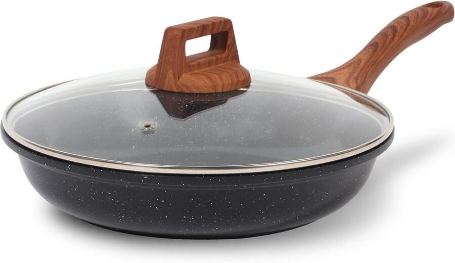 Koekenpan met deksel 20 cm Inox PFOA-vrij Antiaanbak Graniet Geschikt voor Inductie