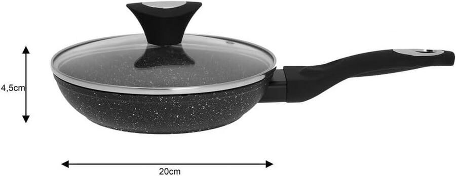Koekenpan met Deksel 20 cm Marmeren Coating Geschikt voor Inductie
