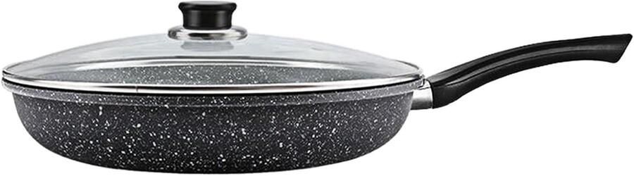 Koekenpan met deksel Anti-aanbak pan Inductie koken Verbeterde thermische controle 26 cm Zwart