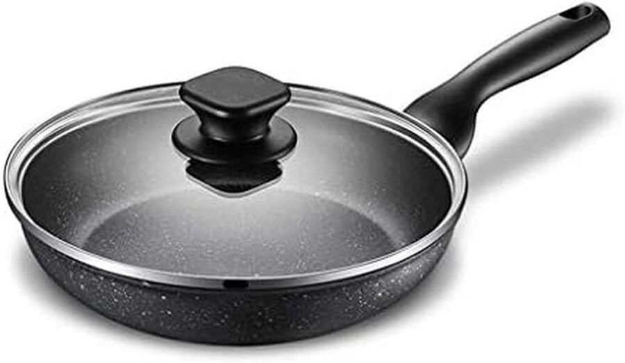 Koekenpan met deksel Wok pan Lekker koken Gelijkmatige warmte 28 cm diameter Zwart