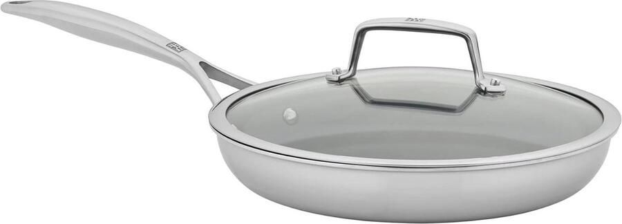 Koekenpan met Deksel Antiaanbakpan Lekker Koken Keramische Antiaanbaklaag 25 cm Roestvrij Staal