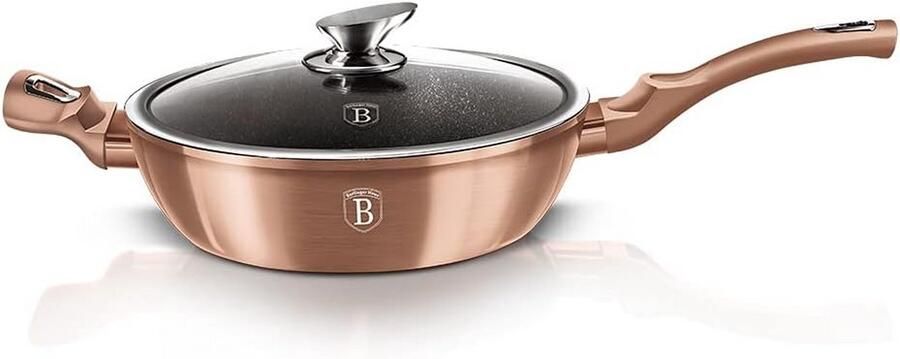 Koekenpan met Deksel Diepe Pan Lekker Koken 3-laags Marmercoating Ø28 cm 3.8L Roségoud