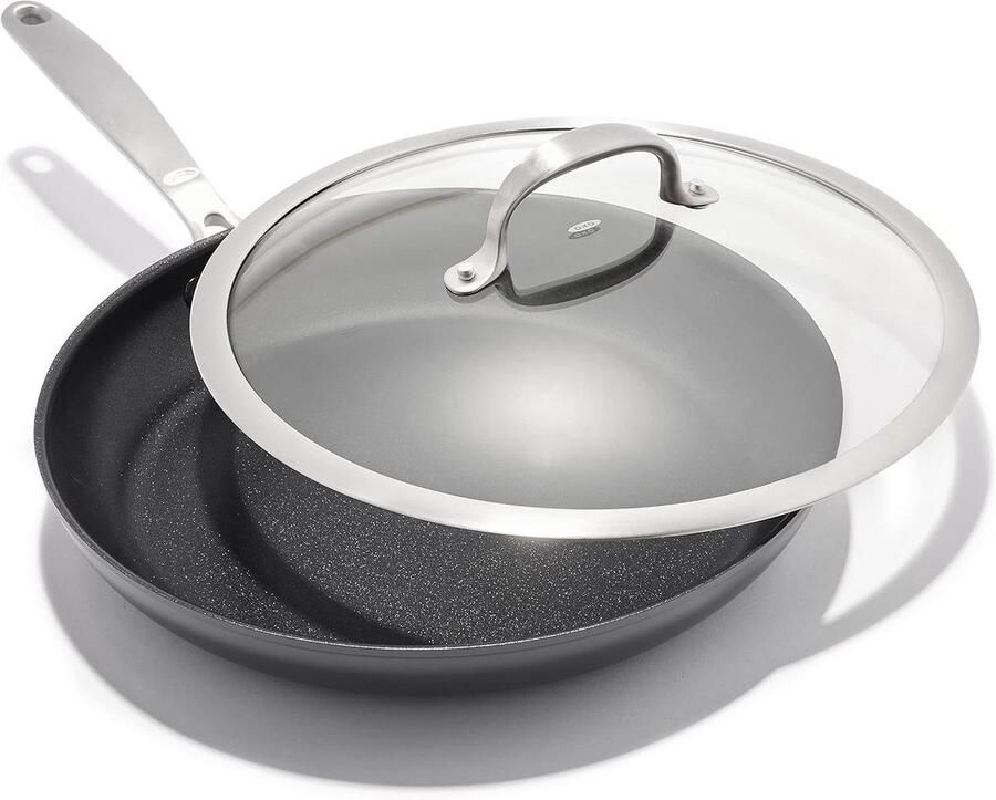 Koekenpan met Deksel Gezond Koken Diamant Versterkte Coating 30 cm Zwart