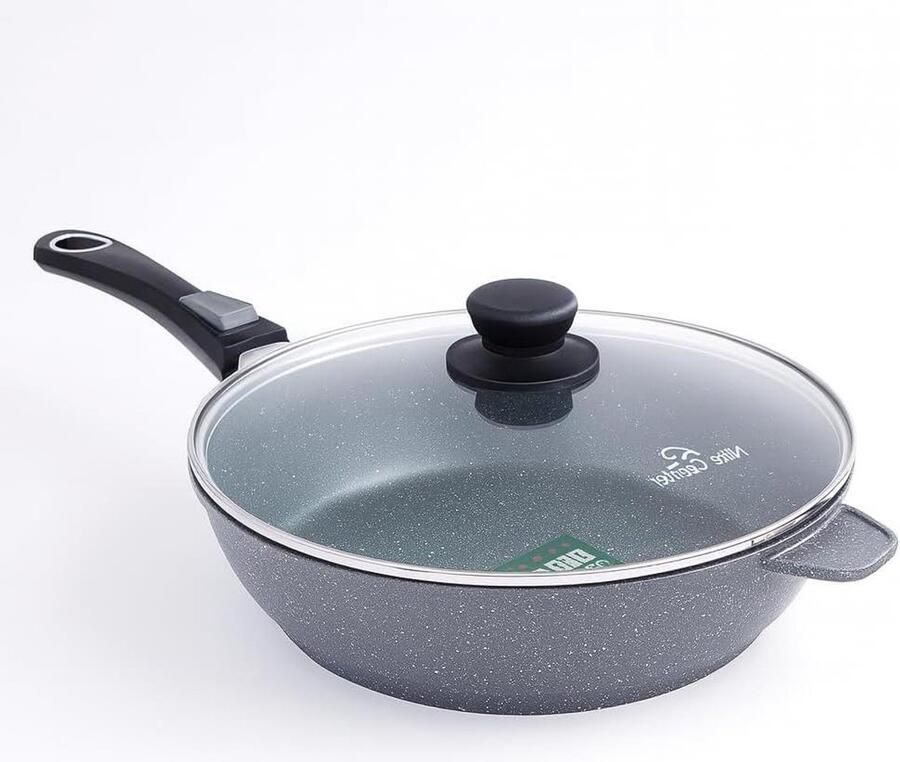 Koekenpan met deksel Gezond Koken Echte steendeeltjes 28 cm Grijs