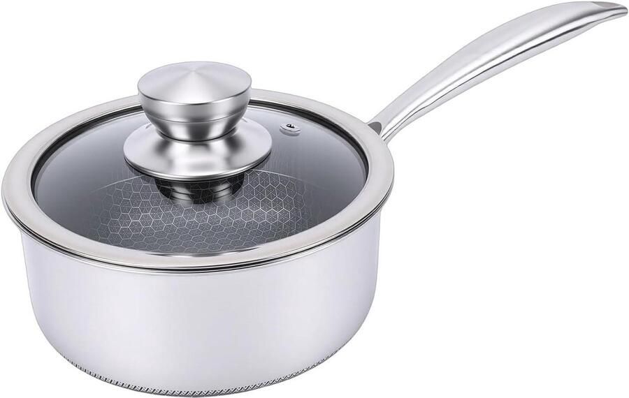 Koekenpan met Deksel Honingraat pan Gelijkmatig Koken Dubbelzijdig ontwerp 36x18cm Zilver