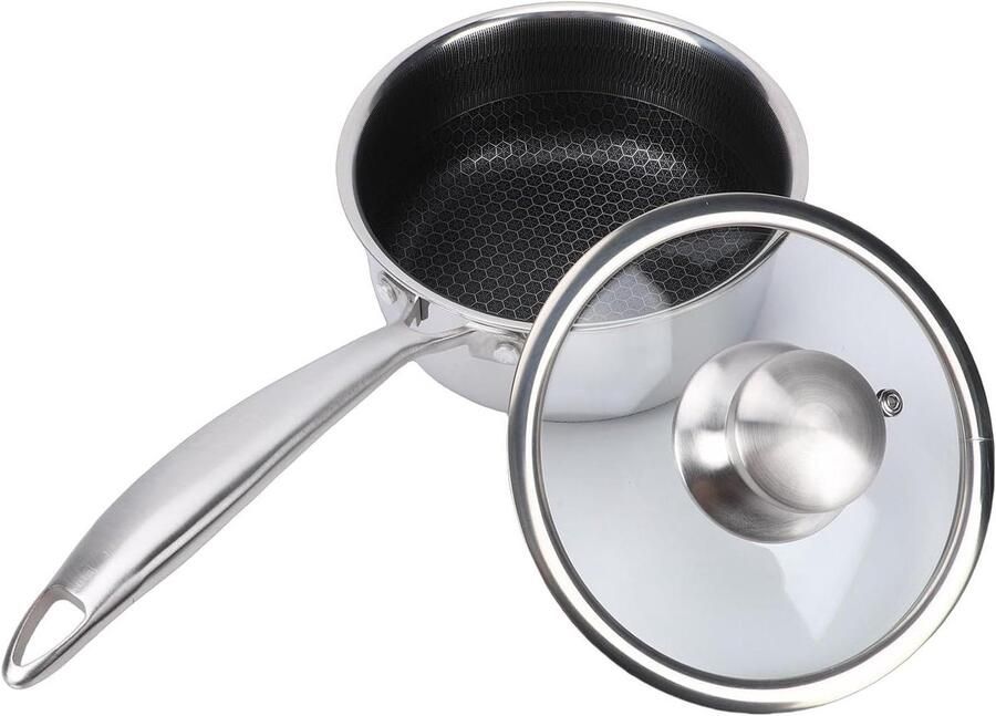 Koekenpan met deksel Honingraat pan Gelijkmatig koken Dubbelzijdig ontwerp 36x18cm Zilver