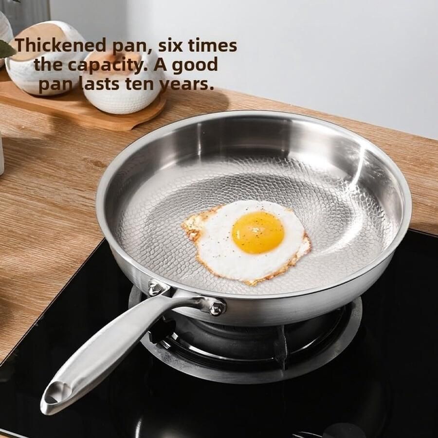 Koekenpan met deksel Keukenpan anti-aanbak Dagelijks koken Gehamerd ontwerp 26 cm Zilver