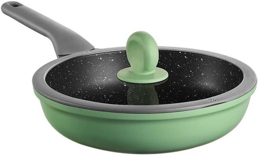 Koekenpan met Deksel Koekenpan Dagelijks Koken Gelijkmatige Verwarming 26 cm Zwart