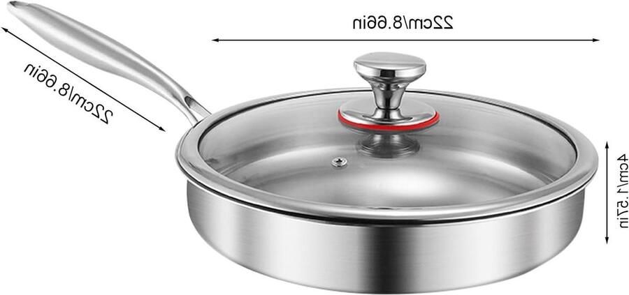 Koekenpan met Deksel Koekenpan Non-stick Gezond Koken Afneembaar Handvat 22 cm Zwart