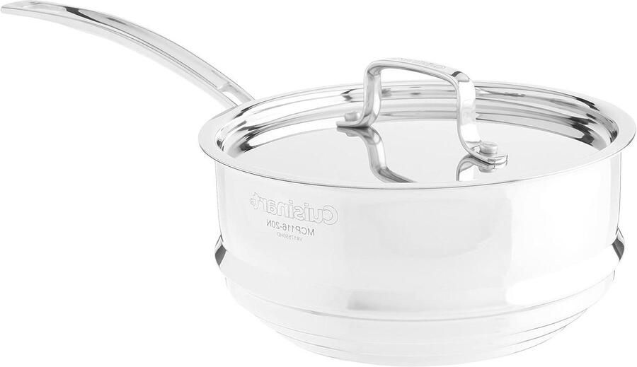 Koekenpan met deksel Koekenpan RVS Klassiek koken Triple-ply constructie 20 cm Zilver