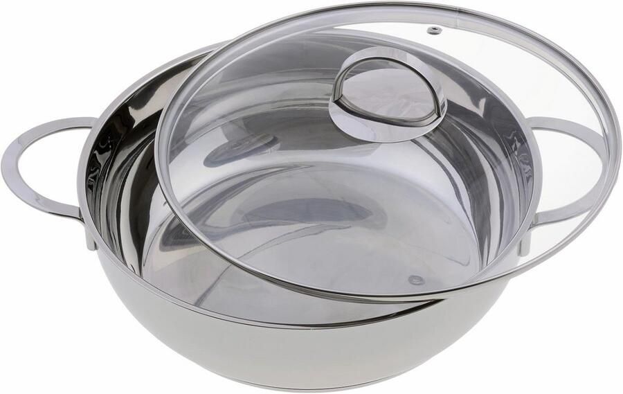 Koekenpan met Deksel Koekenpan Serveerpan Dagelijks Koken Inductie Geschikt 28 cm Zilver