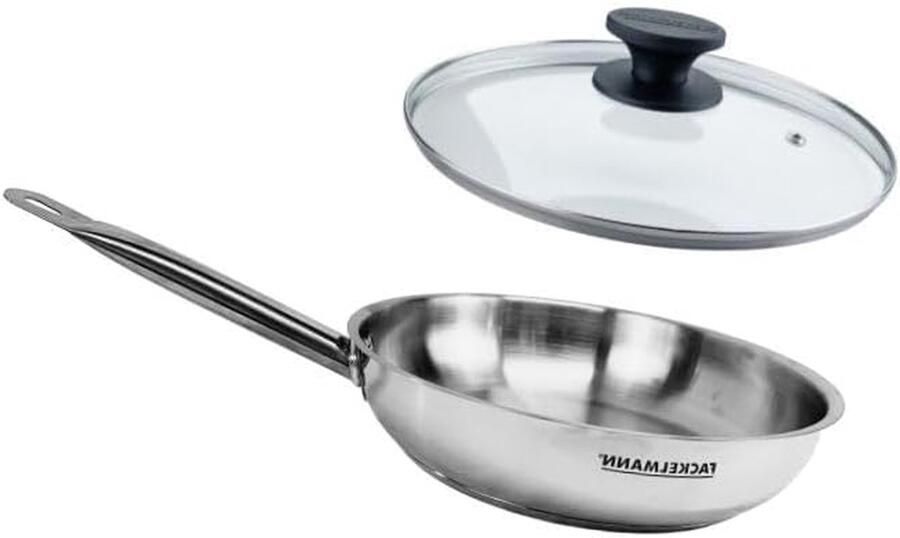 Koekenpan met deksel Koekenpan set Gezond koken PFAS-vrij roestvrij staal 20 cm Zilver