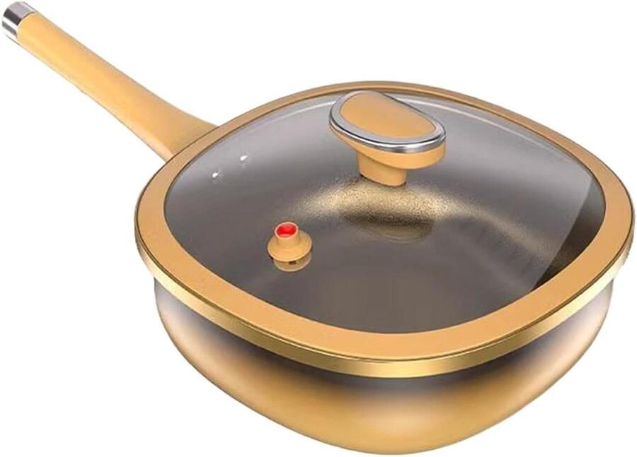 Koekenpan met Deksel Koekenpan Titanium Gezond Koken Antiaanbaklaag 305 cm Zwart