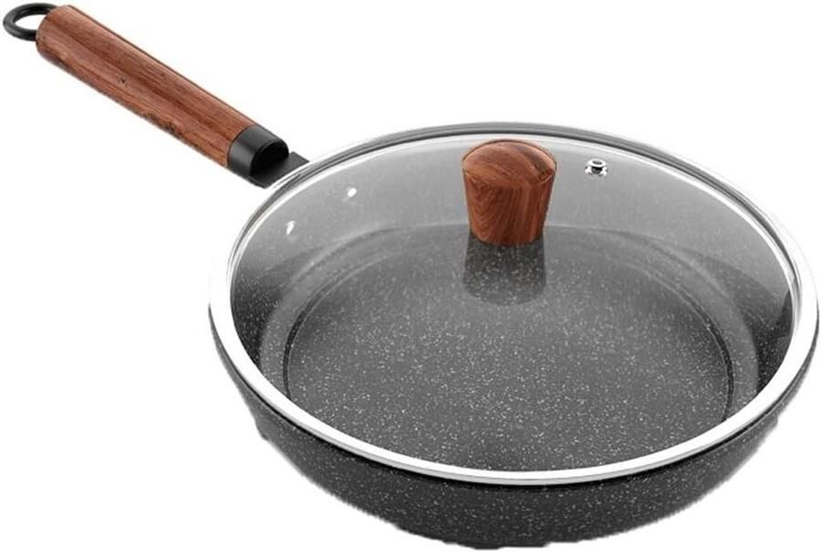Koekenpan met deksel Koken en bakken Snelle gelijkmatige warmteverdeling 24 cm Zwart