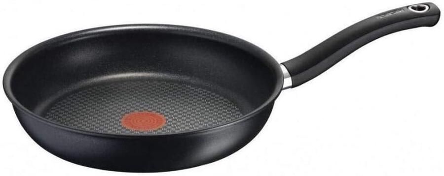Koekenpan met deksel Koken op inductie Temperatuurindicator 24 cm Zwart