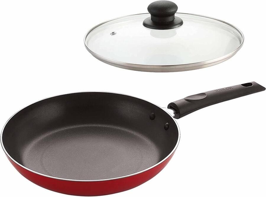 Koekenpan met deksel Lekker koken Antiaanbaklaag 22 cm Rood