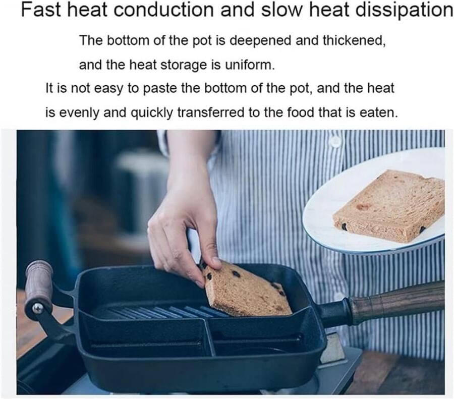 Koekenpan met deksel Omeletpan koekenpan Ontbijt bereiden Gietijzer verdikt Platte bodem Zwart