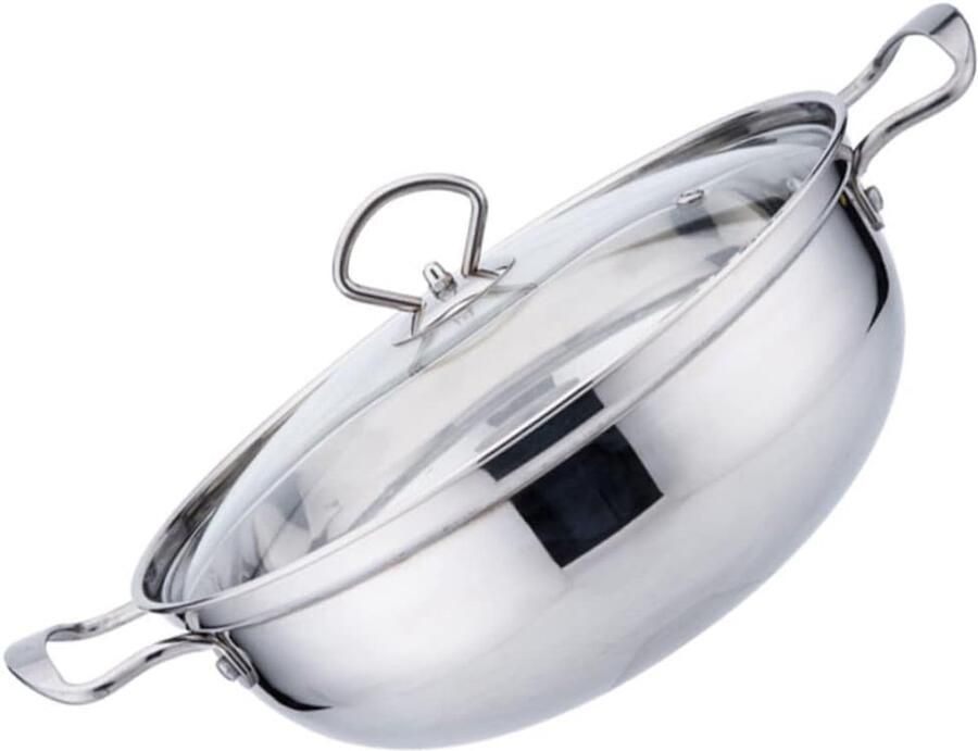 Koekenpan Met Deksel Sauteerpan Wok Koken Op Tijd Anti-Aanbaklaag 28 Cm Zilver