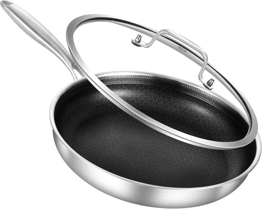 Koekenpan met deksel Snel en gelijkmatig koken Tri-Ply constructie 30 cm Zilver