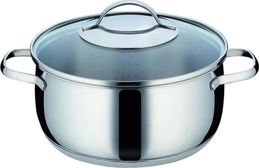 Koekenpan met Deksel Steelpan Sauteerpan Koken en Bakken Inductie Geschikt 20 cm Zilverkleurig