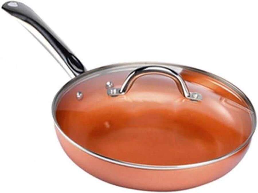Koekenpan met deksel Wok pan Gezond koken Antiaanbaklaag 26cm Oranje