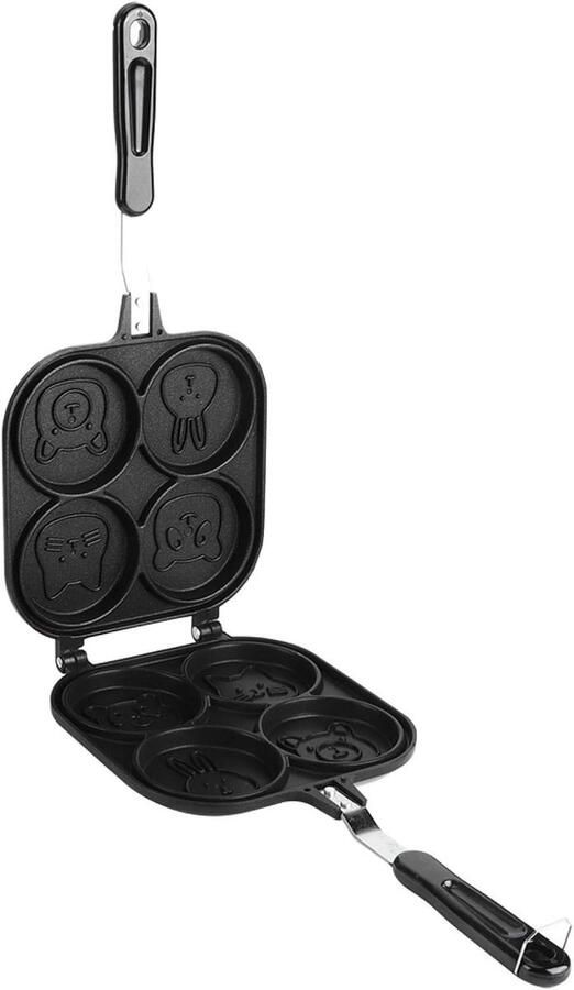 Koekenpan met Dierenpatroon Pannenkoekenpan Ontbijtpan Lekker Ontbijten Dubbelzijdig Bakken 19 cm Diameter Zwart