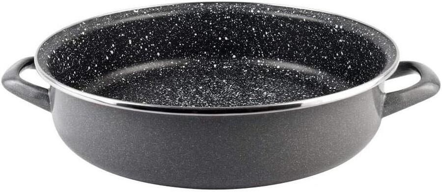 Koekenpan met Gegoten pan Koken en bakken Steen en emaille 28 cm Grijs