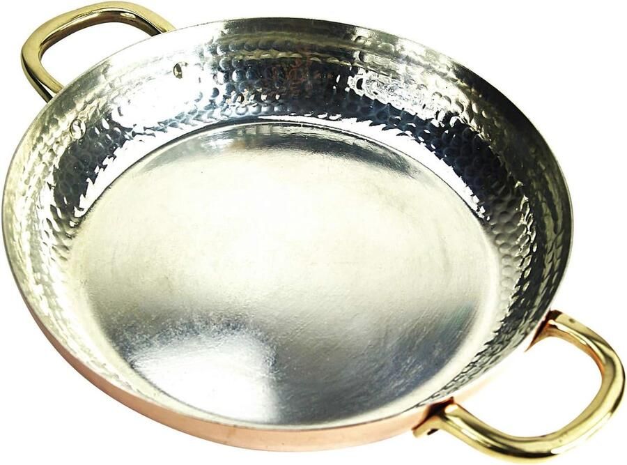 Koekenpan met handgrepen Braden en stoven Handgesmeed koper 28 cm