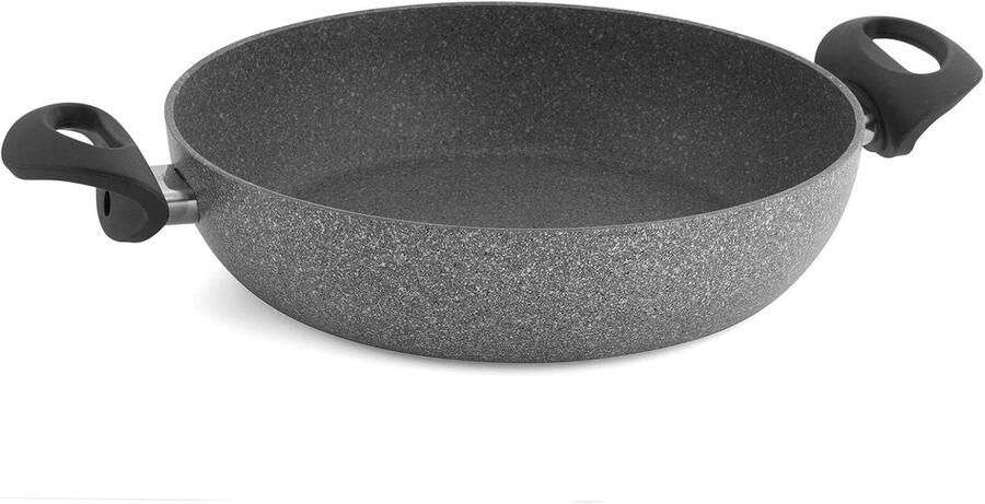 Koekenpan met handgrepen Koekenpan inductie Dagelijks koken PFOA vrije antiaanbaklaag 28 cm Graniet effect
