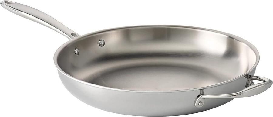 Koekenpan met Handvat Diepe Koekenpan Koken en Bakken Tri-Ply Clad Constructie 30 cm Zilver