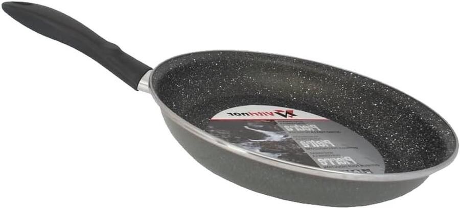 Koekenpan met handvat Koken en bakken Geëmailleerd steen-look 28 cm Grijs