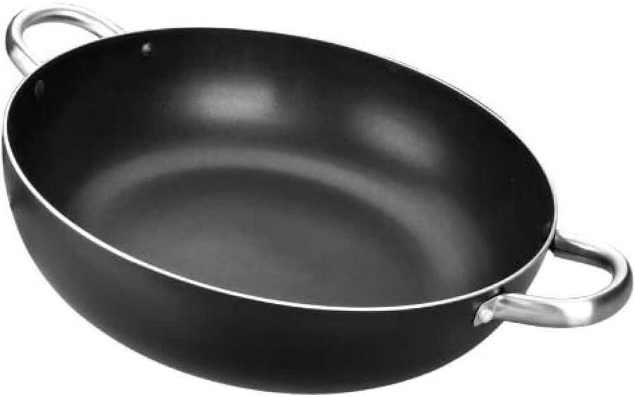 Koekenpan met handvatten Diepe pan Lekker Frituren Inductie Geschikt 32 cm Zwart