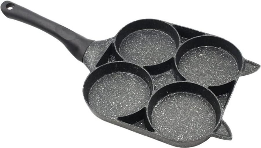 Koekenpan met Holtes Pannenkoekenpan Ei Pan Ontbijt Maken Non-stick Coating Twee Gaten Zwart