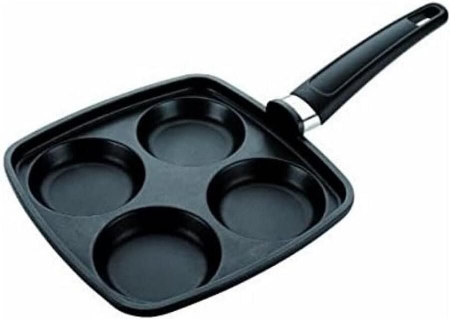 Koekenpan met kuiltjes Pannenkoekenpan Ontbijt bereiden Vierkante vorm 22 cm Zwart