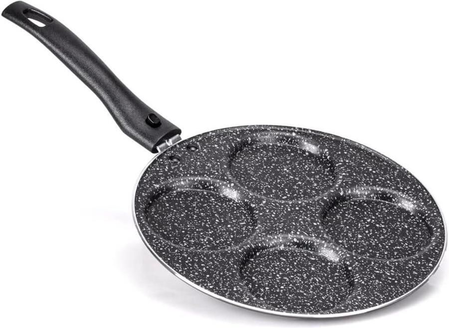 Koekenpan met Mallen Pannenkoekenpan Ontbijt Maken Antiaanbak Steeneffect 23 cm Diameter Zwart