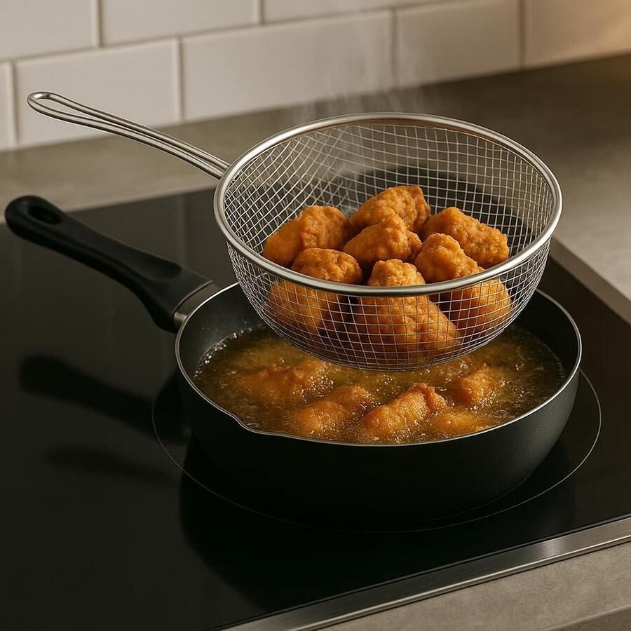 Koekenpan met mandje Frituurpan Lekker Frituren PFOA-vrije coating Ø 20 cm Zwart