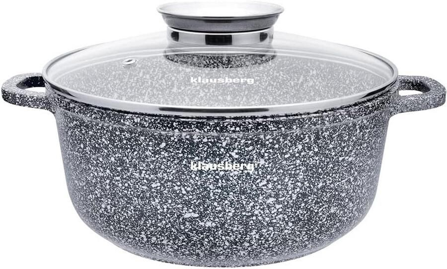 Koekenpan met Marmercoating en Glazen Deksel 22 cm Geschikt voor Alle Warmtebronnen