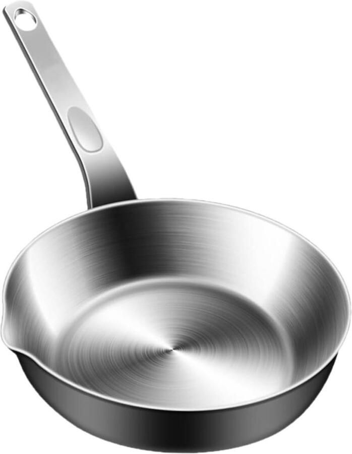 Koekenpan met Schenktuit Mini Pan Ontbijtpan Kleine Maaltijden Bereiden Gebruiksvriendelijke Schenktuit 25.8 cm Zilver