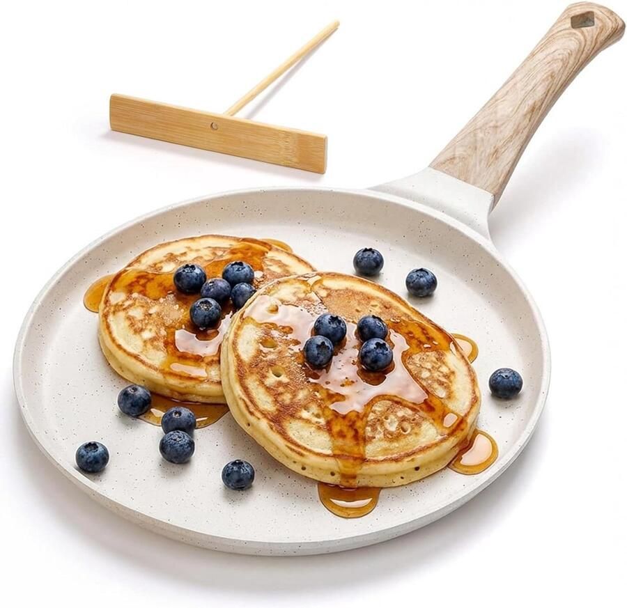 Koekenpan Pannenkoekpan Tortillapan Ontbijt Maken Antiaanbaklaag 25cm Zwart