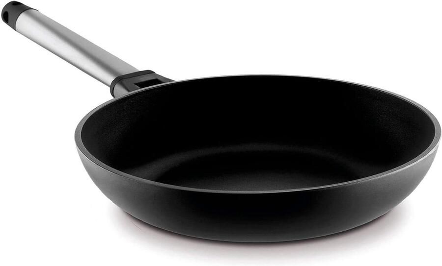 Koekenpan met steel Gezond Koken Afneembaar stalen handvat 28 cm Zilver