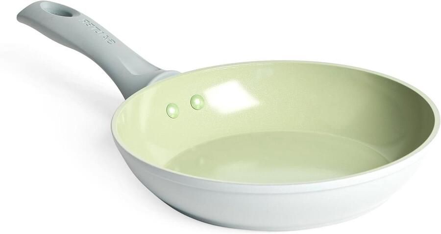 Koekenpan met steel Gezond koken Keramische antiaanbaklaag 20 cm Groen