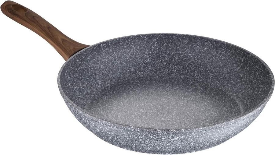Koekenpan met steel Koken aan huis Gesmeed aluminium 28 cm Grijs