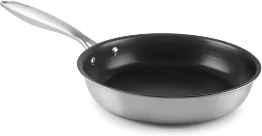 Koekenpan met steel Koken aanrecht Triply constructie 24 cm Zilver