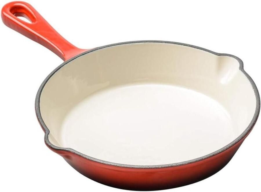 Koekenpan met steel Platte bodem Lekker koken Non-stick coating 20 cm Rood