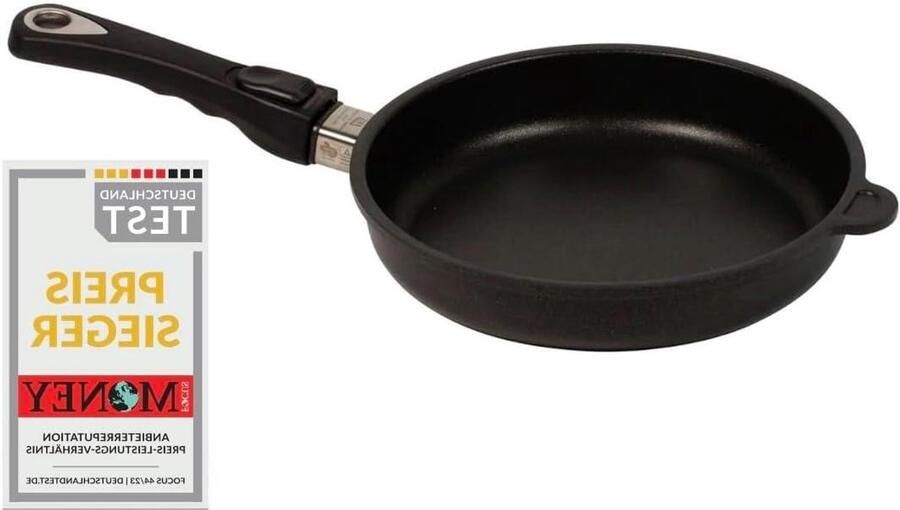 Koekenpan met steel Professioneel koken Verwijderbare handgreep 24 cm Zwart