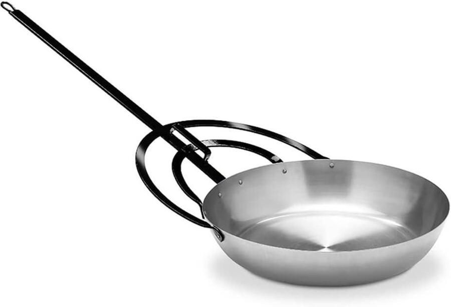 Koekenpan met steel Steelpan koekenpan Gebakken voedsel bereiden Gepolijst staal 40 cm Zilver